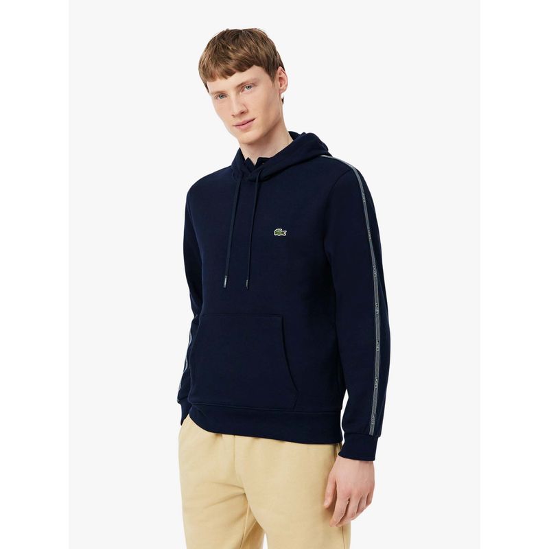 Lacoste Men Blue Cotton Solid Hoodie (S)
