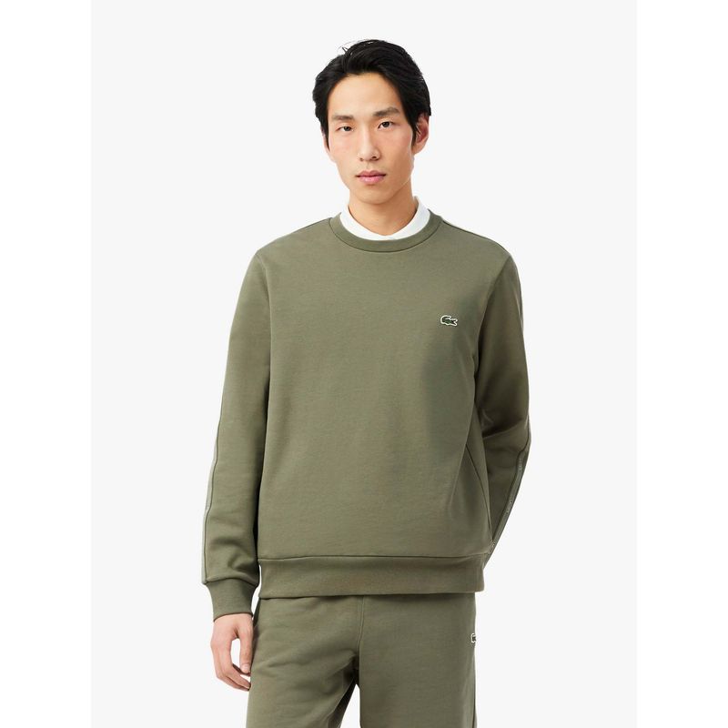 Lacoste Men Green Cotton Solid Sweatshirt (S)