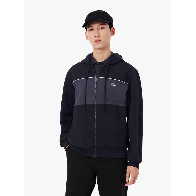 Lacoste Men Black Cotton Colorblock Hoodie (S)