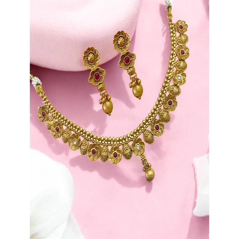 Buy Accessher Antique Gold Plated Rani Haar Set with Fine Kalash and ...