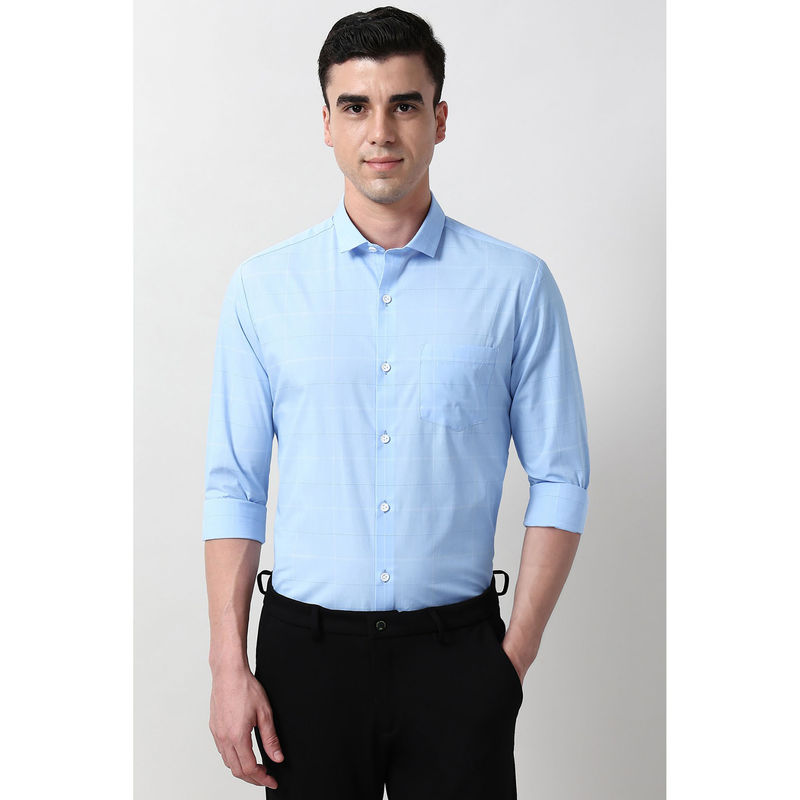 Peter England Men Light Blue Slim Fit Full Sleeves Formal Shirt (42)