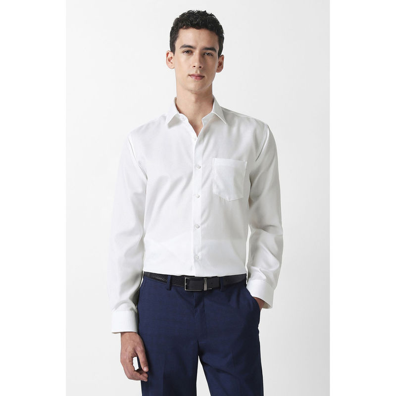 Van Heusen Textured White Formal Shirt (42)