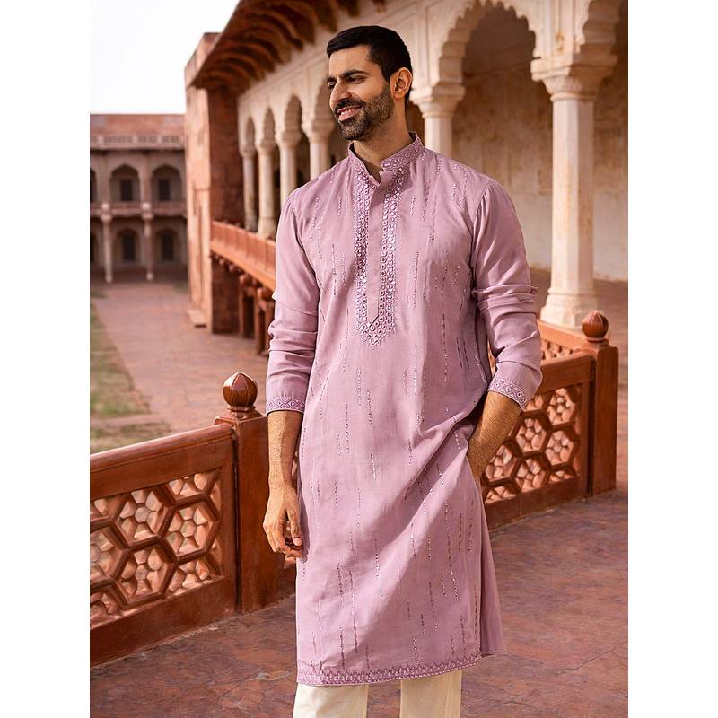 Vastramay Onion Pink Chanderi Kurta (S)