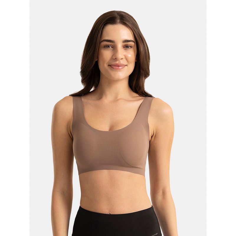 Jockey 1840 Wirefree Padded Microfiber Elastane Bonded Tech Lounge Bra - Deep Taupe (S)