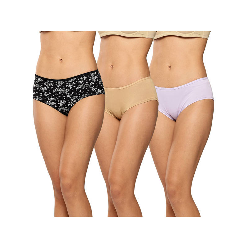 Leading Lady Womens Boyshorts Briefs Panty Multi-Color (Pack of 3) (S)