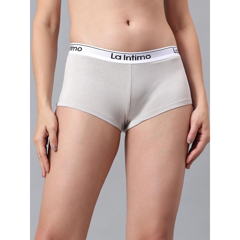 La Intimo Low Rise Women Boyshorts Grey (2XL)