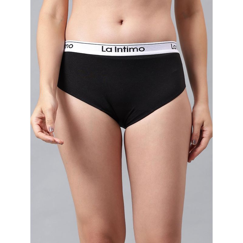 La Intimo Low Rise Women Hipster Black (2XL)