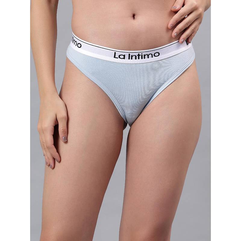 La Intimo Low Rise Women Thong Blue (2XL)