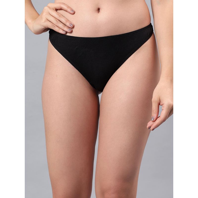 La Intimo Low Rise Women Thong Black (2XL)