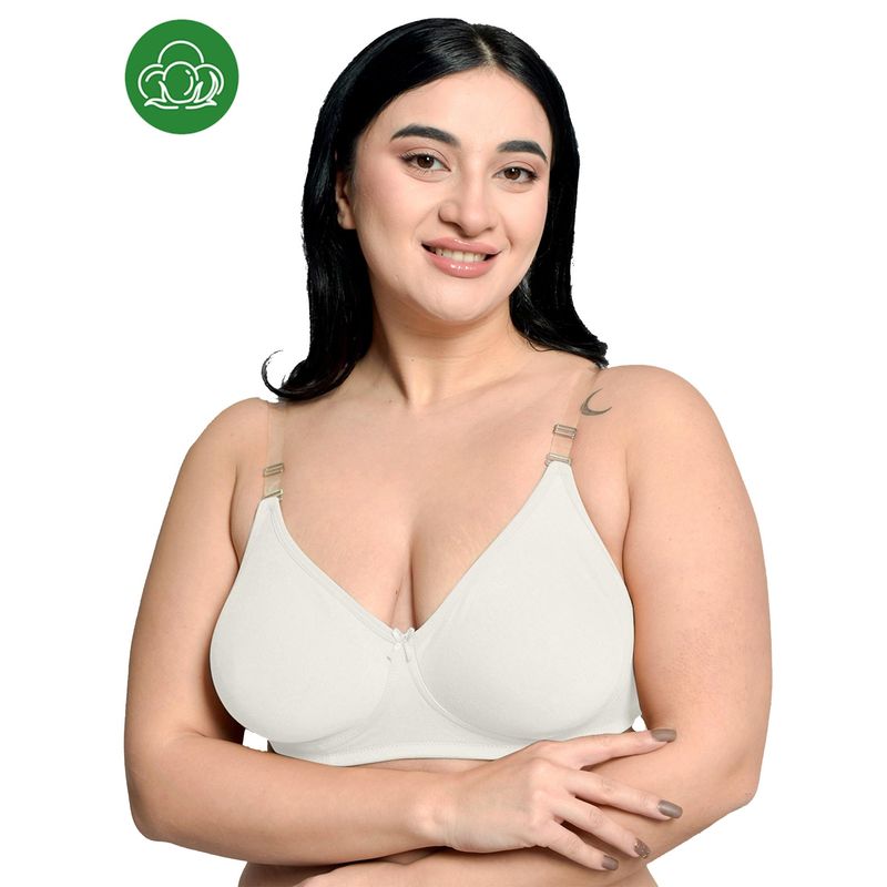 Inner Sense Plus Size Non-Wired Non Padded Anti Odour Anti Microbial Backless Bra White (34B)