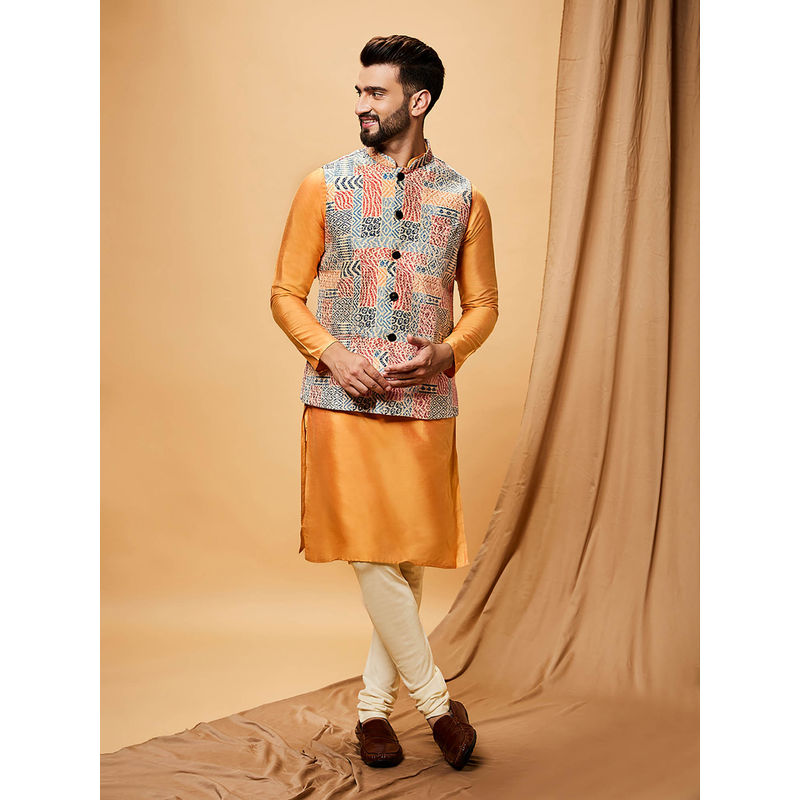 KISAH Men Multi-Color Kurta Jacket Churidar Set (Set of 3) (38)
