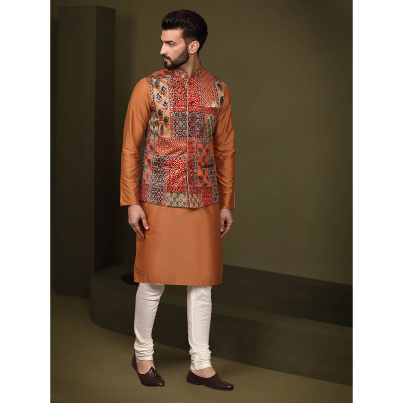 KISAH Men Multi-Color Kurta Jacket Churidar Set (Set of 3) (38)