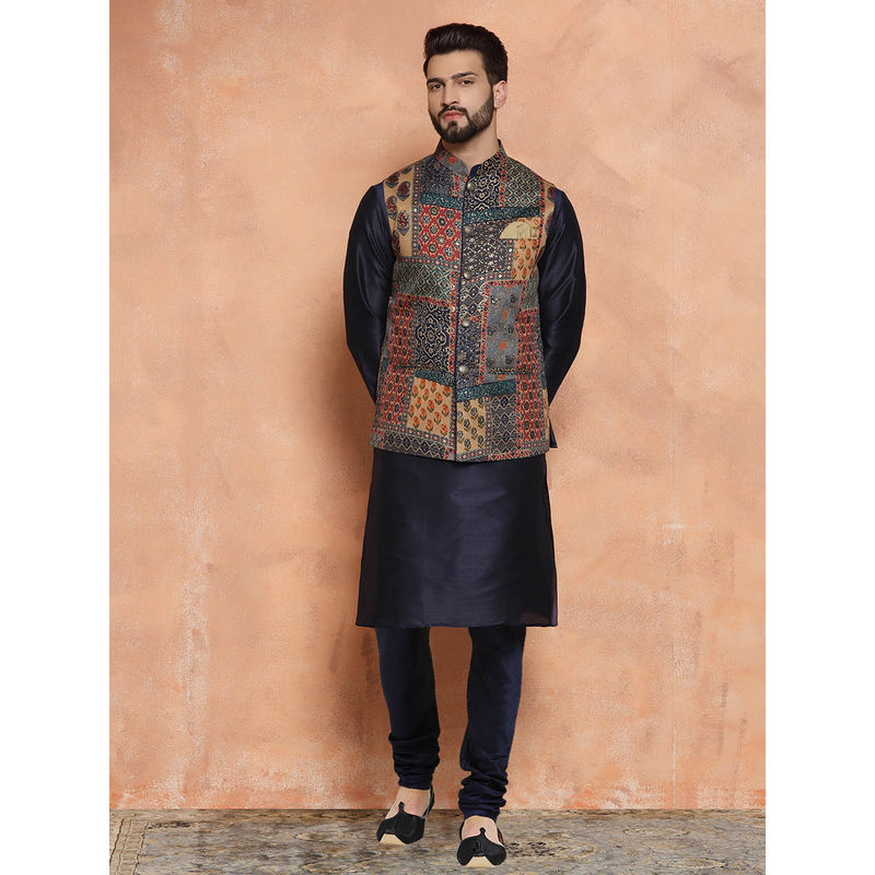 KISAH Men Multi-Color Kurta Jacket Churidar Set (Set of 3) (40)