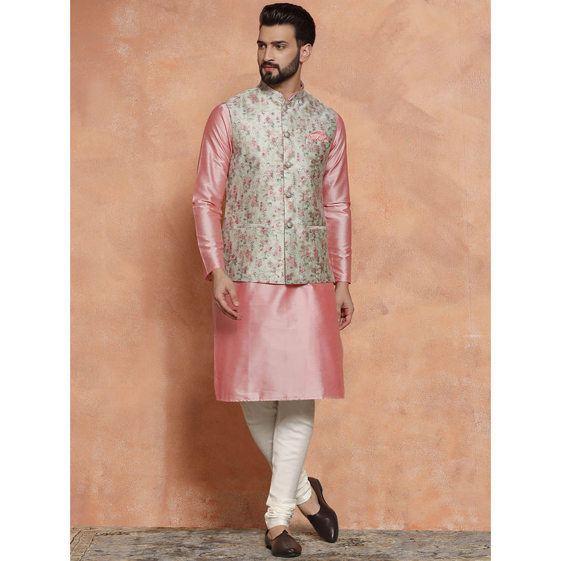 KISAH Men Multi-Color Kurta Jacket Churidar Set (Set of 3) (38)