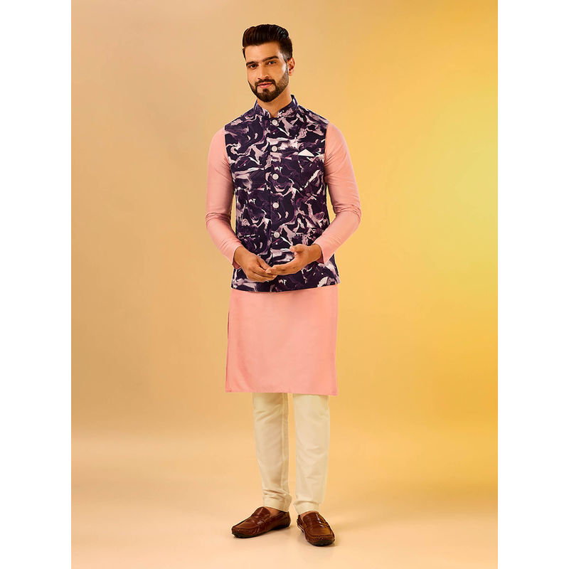 KISAH Men Wine Kurta Jacket Trouser Set (Set of 3) (38)