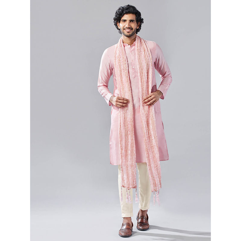 KISAH Men Peach Kurta Trousers (Set of 3) (38)