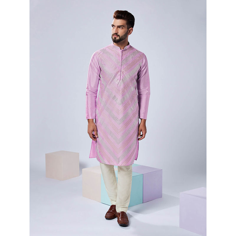 KISAH Men Lavender Kurta Trousers (Set of 2) (40)