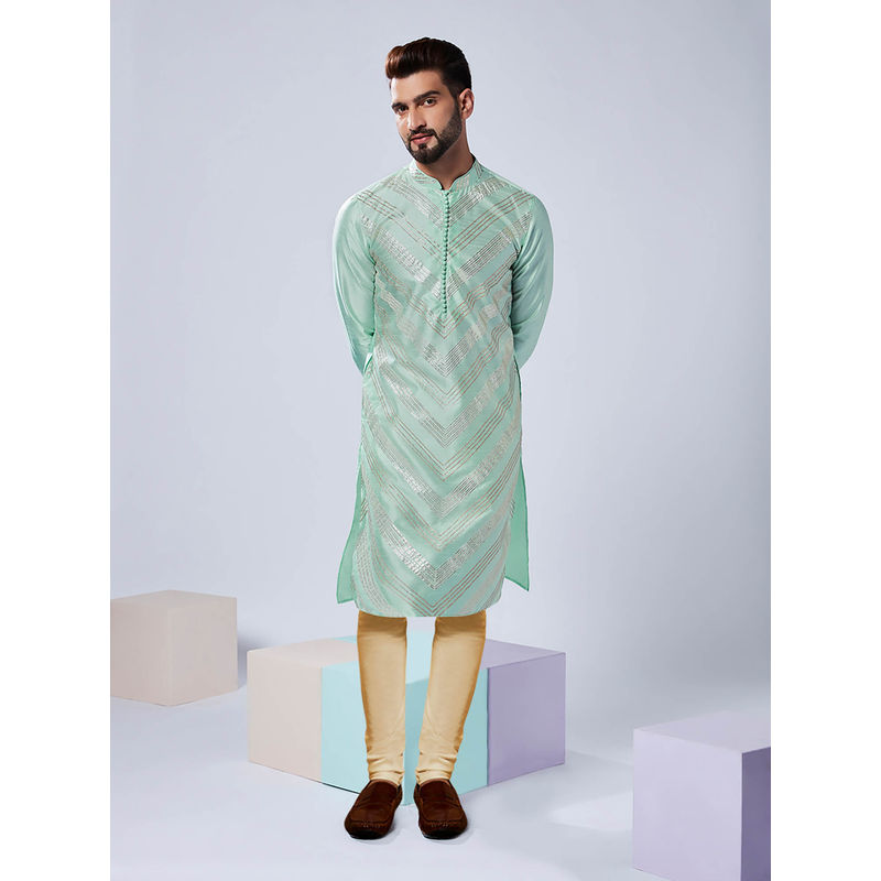 KISAH Men Green Kurta Churidar (Set of 2) (38)