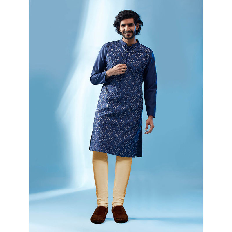 KISAH Men Blue Kurta Churidar (Set of 2) (38)