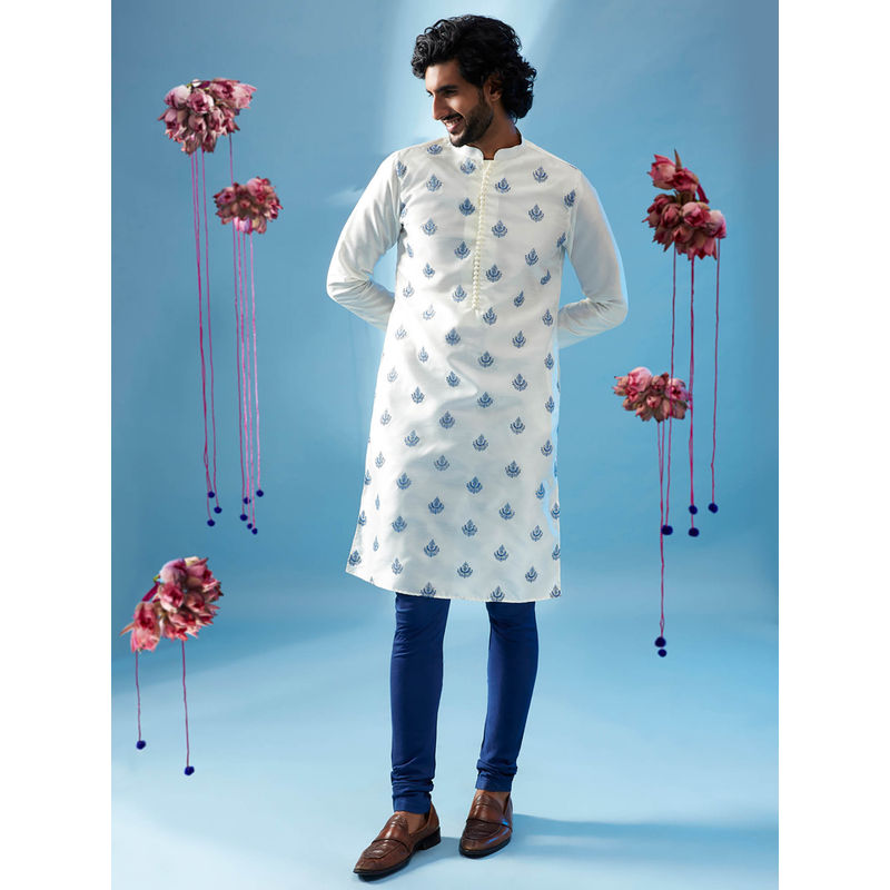 KISAH Men White Kurta Churidar (Set of 2) (40)