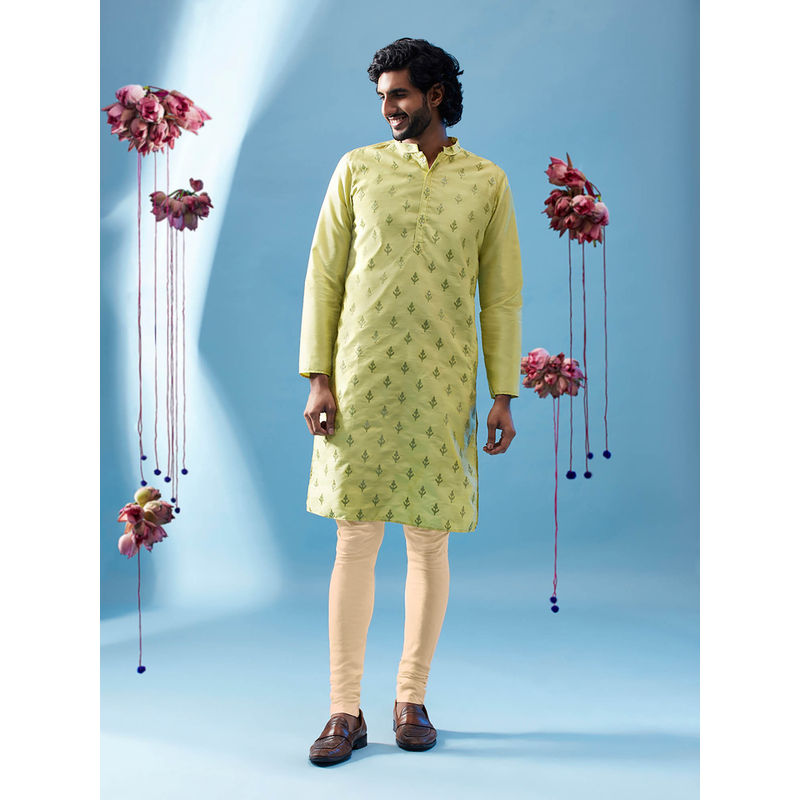 KISAH Men Green Kurta Churidar (Set of 2) (40)