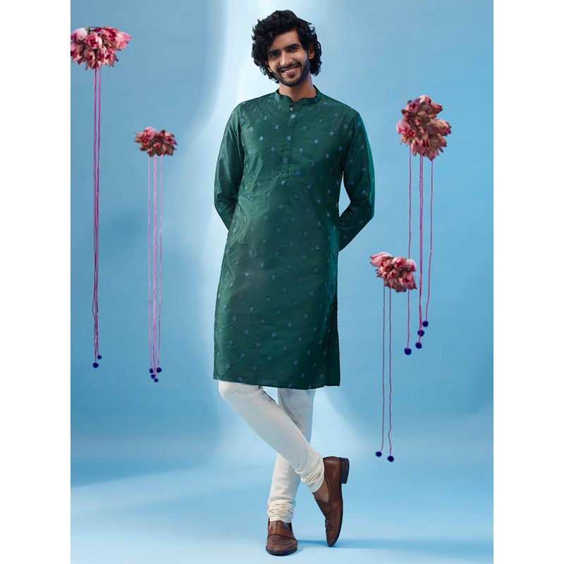 KISAH Men Green Kurta Churidar (Set of 2) (38)