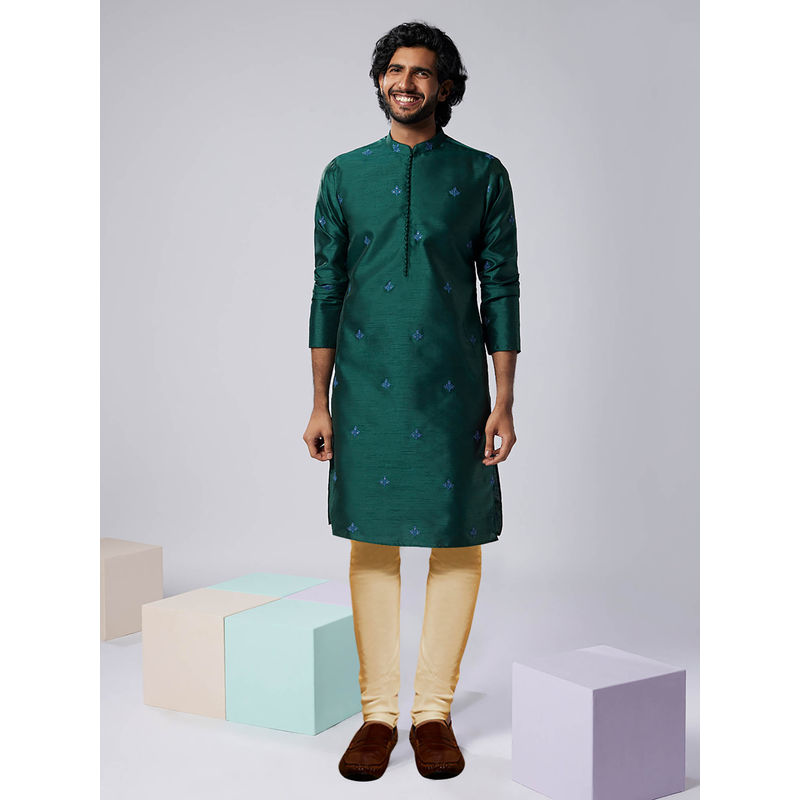 KISAH Men Green Kurta Churidar (Set of 2) (38)