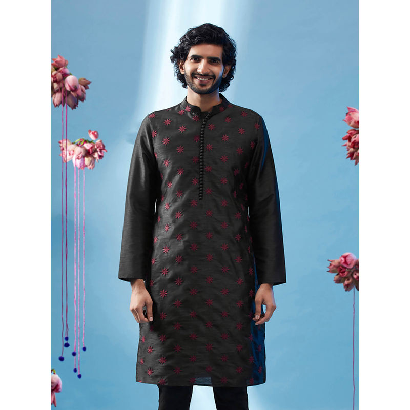 KISAH Men Black Kurta (38)