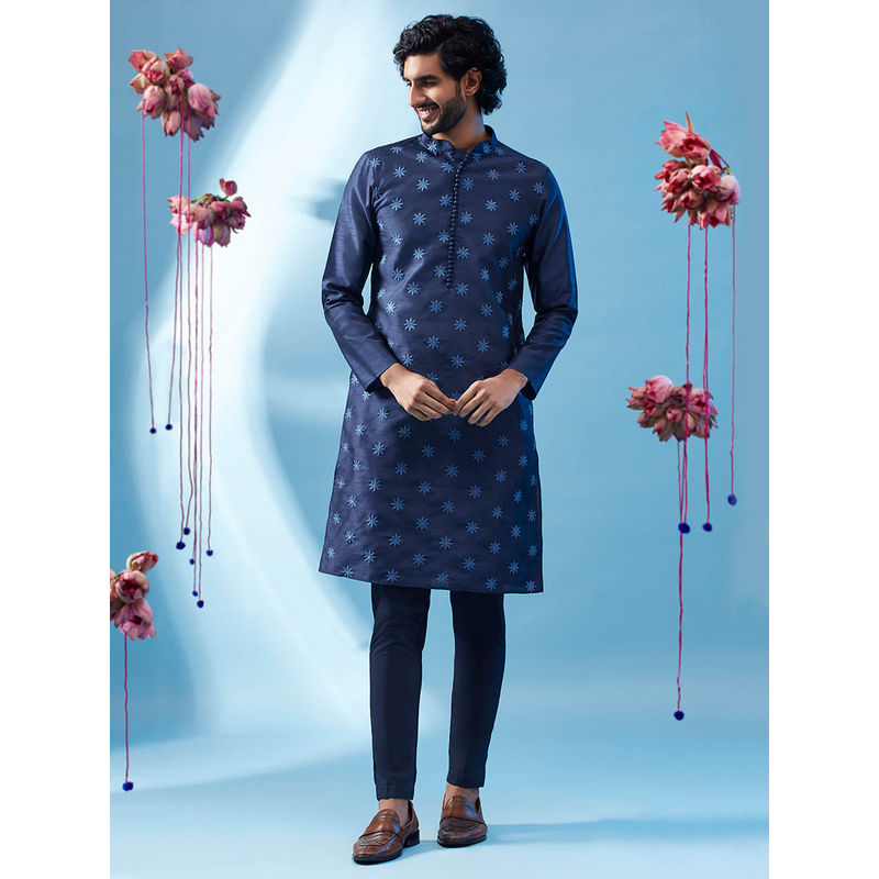 KISAH Men Blue Kurta Trousers (Set of 2) (38)