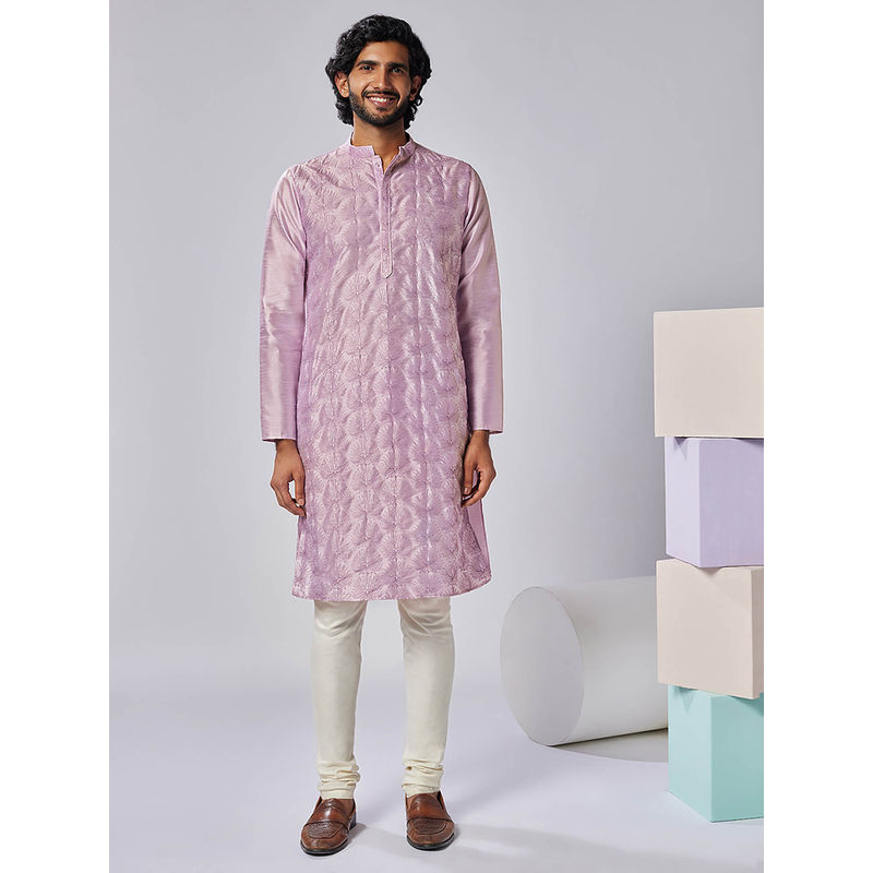 KISAH Men Lavender Kurta Churidar (Set of 2) (38)