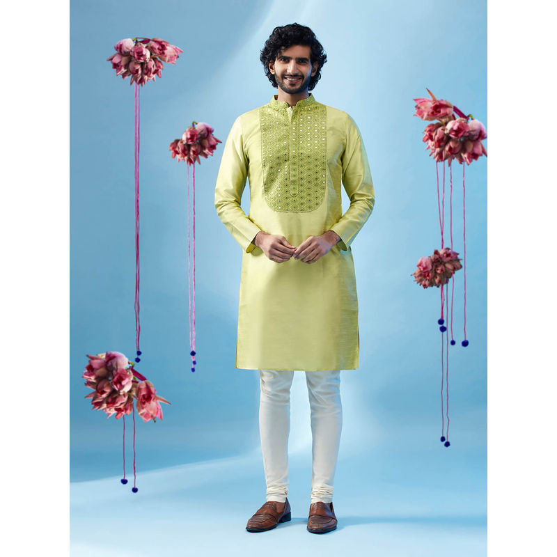 KISAH Men Green Kurta Churidar (Set of 2) (38)