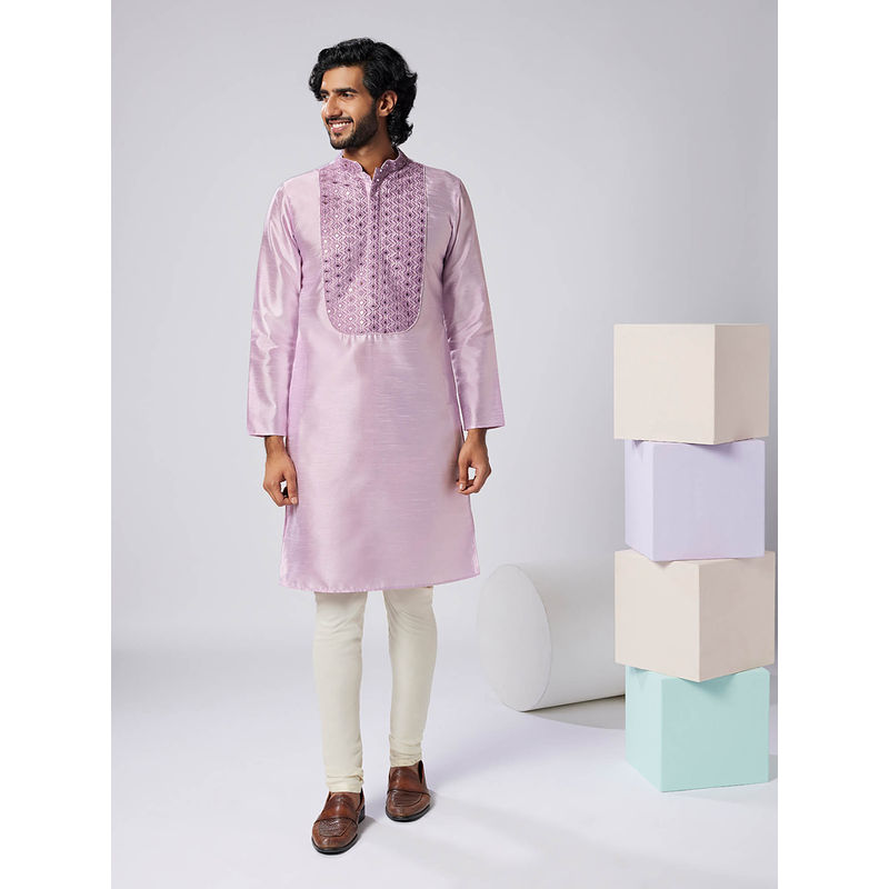 KISAH Men Lavender Kurta Churidar (Set of 2) (40)