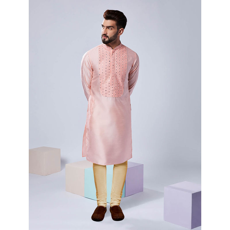 KISAH Men Pink Kurta Churidar (Set of 2) (38)