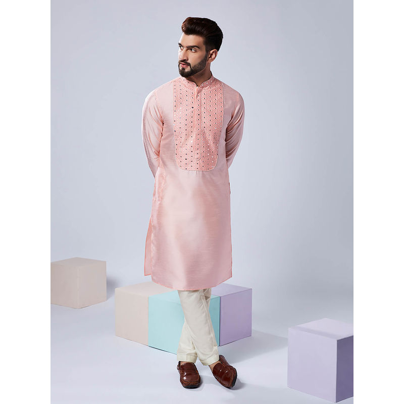 KISAH Men Pink Kurta Trousers (Set of 2) (40)