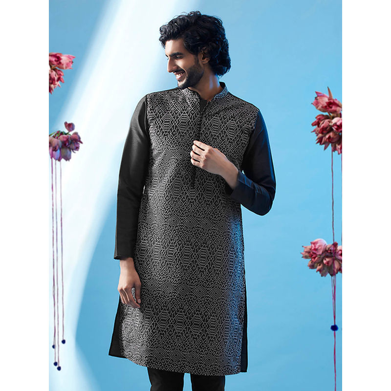 KISAH Men Black Kurta (38)