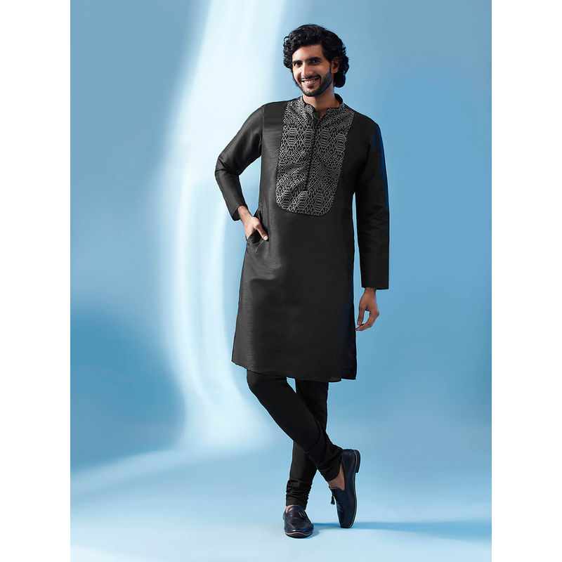 KISAH Men Black Kurta Churidar (Set of 2) (38)