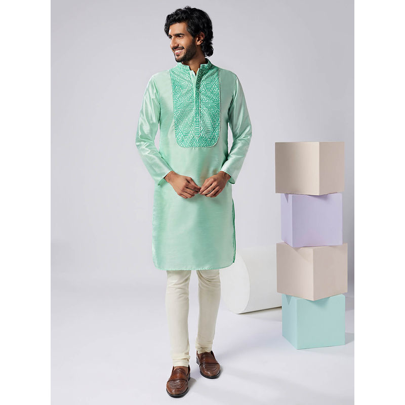 KISAH Men Green Kurta Churidar (Set of 2) (38)