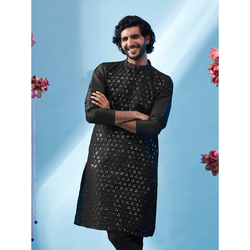 KISAH Men Black Kurta (38)