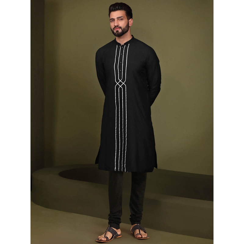 KISAH Men Black Kurta Churidar (Set of 2) (38)