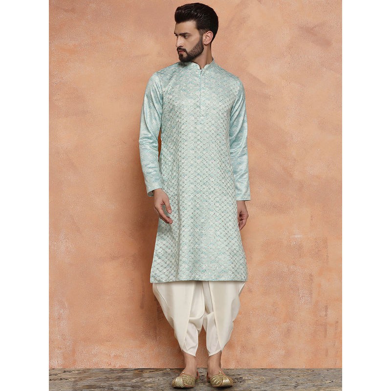 KISAH Men Green Kurta Dhoti (Set of 2) (38)