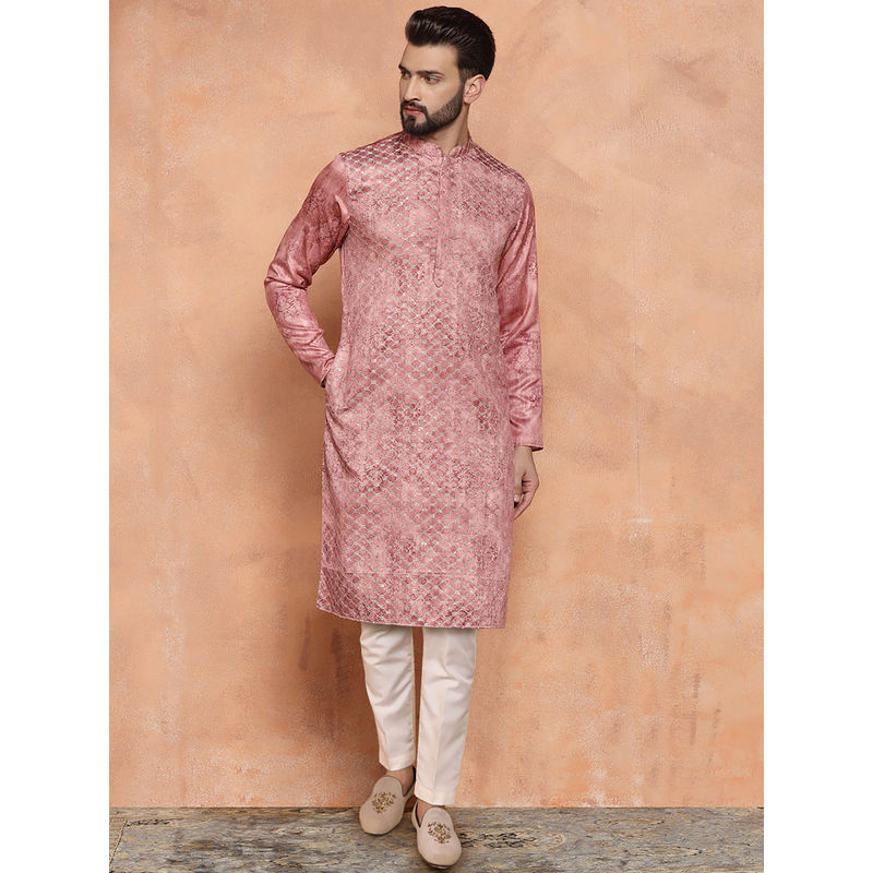 KISAH Men Pink Kurta Trousers (Set of 2) (40)