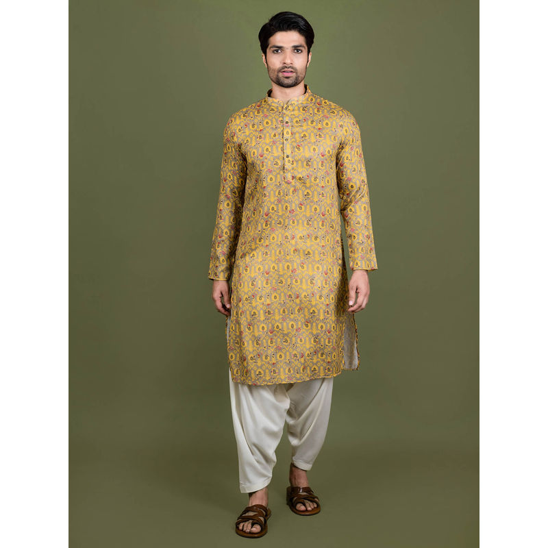 KISAH Men Mustard Kurta Patiala (Set of 2) (40)