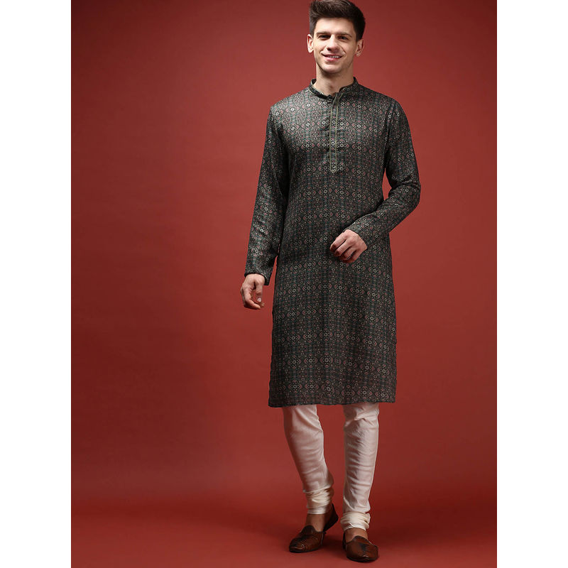 KISAH Men Black Kurta Churidar (Set of 2) (38)