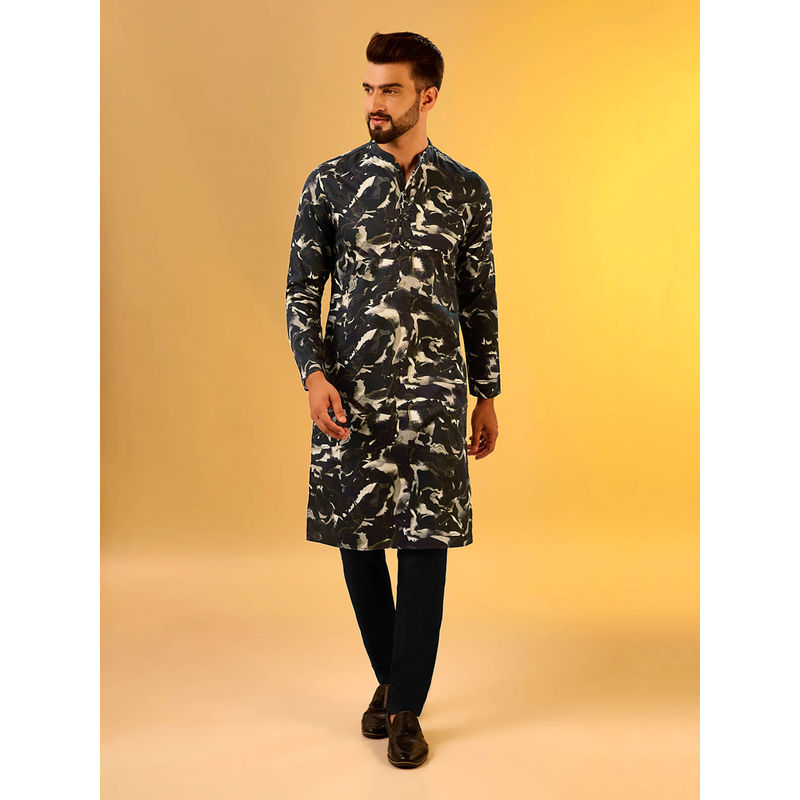 KISAH Men Black Kurta Trousers (Set of 2) (38)