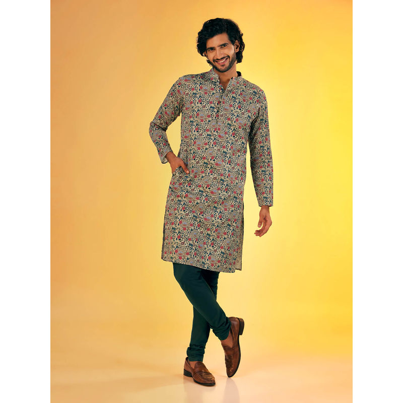 KISAH Men Olive Kurta Churidar (Set of 2) (38)