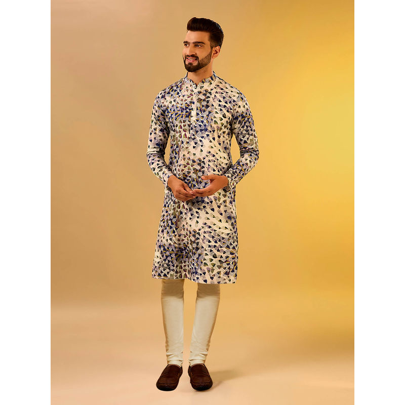 KISAH Men White Kurta Churidar (Set of 2) (38)