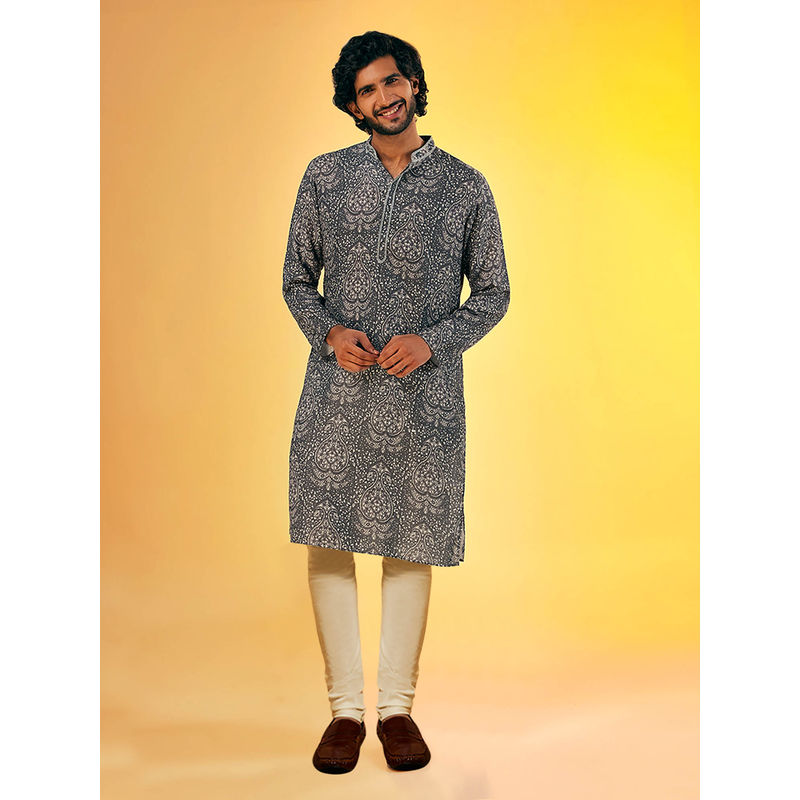 KISAH Men Black Kurta Churidar (Set of 2) (38)