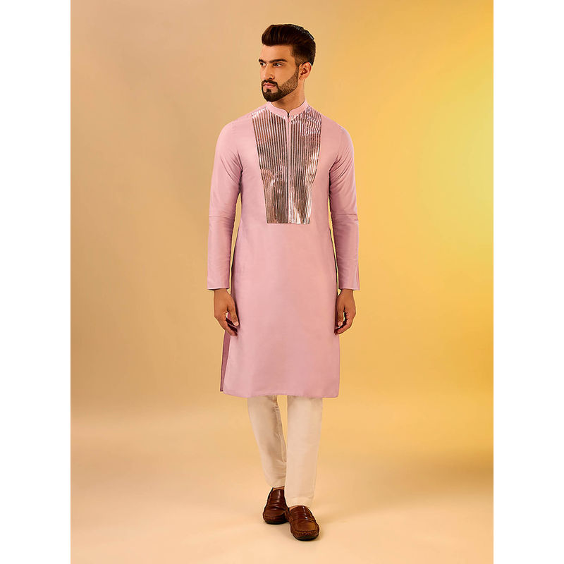 KISAH Men Pink Kurta Trousers (Set of 2) (38)