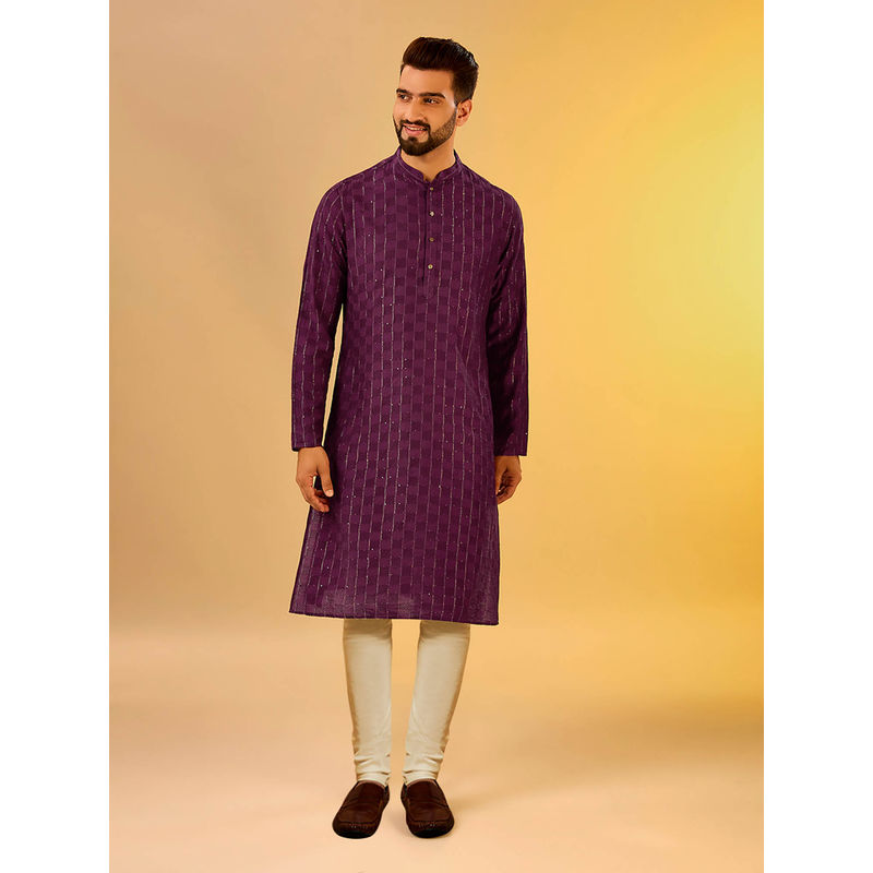 KISAH Men Purple Kurta Churidar (Set of 2) (38)