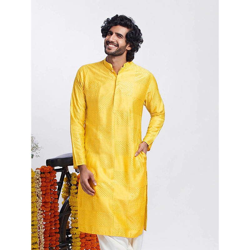 KISAH Men Yellow Kurta (42)